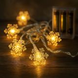 Vánoční světelný řetěz, sněhové vločky, teple bílý, 20 LED