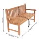 Teaková zahradní lavice 150 cm pro 3 osoby, ošetřený teak