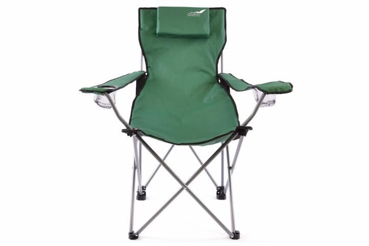 Skládací kempingová židle DIVERO s polštářkem - zelená
