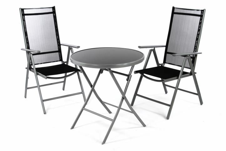 Zahradní balkónový set židle a stůl - černé