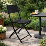 Skládací zahradní židle v ratanovém vzhledu, černá