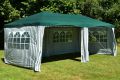 Zahradní stan 3×6 m s okny a uzavíratelnými stěnami, zelený