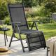 Polohovací zahradní lehátko s podnožkou antracit/černé