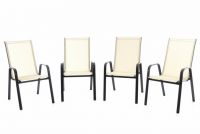 Zahradní sada 4 x stohovatelná židle balkonová - krémová