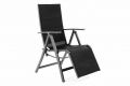 Zahradní skládací křeslo s podnožkou DELUXE - černé