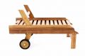 Polohovací teakové lehátko s kolečky, skládací 200 cm