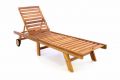 Polohovací teakové lehátko s kolečky, skládací 200 cm