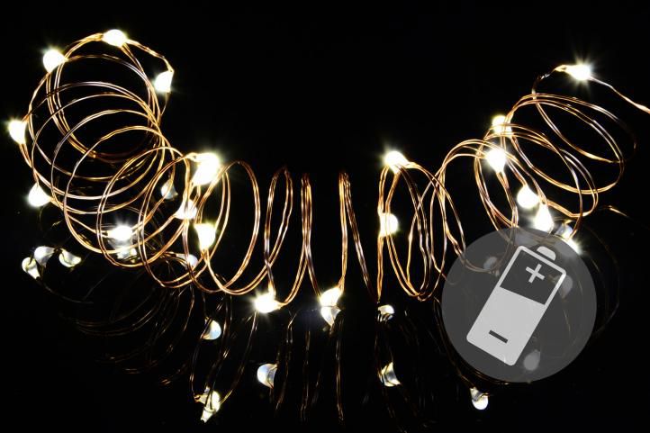 Vánoční světelný řetěz - 10 MINI LED, teple bílý