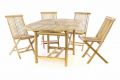 Zahradní set DIVERO z teakového dřeva - stůl + 4 skládací židle