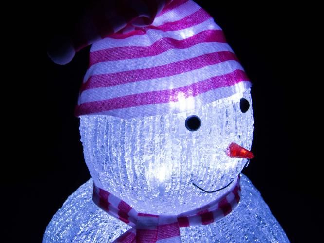 Vánoční dekorace - akrylový sněhulák, studeně bílý