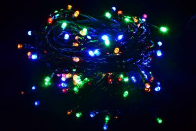 Vánoční LED řetěz 4 m, 40 LED, barevný, zelený kabel
