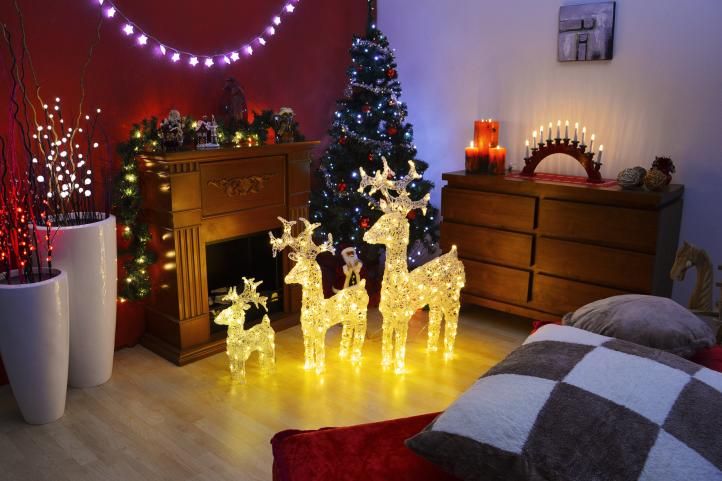 Světelná dekorace vánoční sob - 100 cm, teple bílý