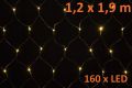 Vánoční osvětlení - LED světelná síť 1,2 x 1,9 m - teplá bílá, 160 diod