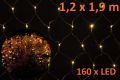 Vánoční osvětlení - LED světelná síť 1,2 x 1,9 m - teplá bílá, 160 diod