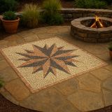 Přírodní kamenná mozaika, větrné růžice 120 × 120 cm