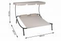 Zahradní lehátko Divero Ohrid se stříškou a kolečky pro 2 osoby - 202 x 189 x 152 cm