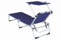 DIVERO Skládací  lehátko se stříškou, modré, 187 x 57 cm