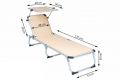DIVERO Skládací  lehátko se stříškou, béžové, 187 x 57 cm