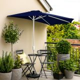 Půlkruhový balkonový slunečník 2,7 m tmavě modrý s klikou