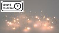 LED osvětlení stříbrný drát, teple bílý, 20 LED