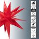 Vánoční dekorace hvězda s časovačem 35 cm, 10 LED, červená