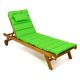 DIVERO lehátko z teaku, kola, světle zelená podložka