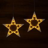 Sada vánočních hvězd, 2 kusy, 20 LED, teple bílá