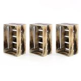 Sada 3 dřevěných bedýnek Divero 42x23cm, stylové úložné boxy
