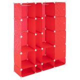 Úsporný zásuvný regál, 161 x 127 x 37 cm, červený