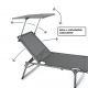 DIVERO Skládací lehátko se stříškou XXL, černé