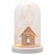 Vánoční svítící dekorace kopule, domek, 10 LED, teple bílá