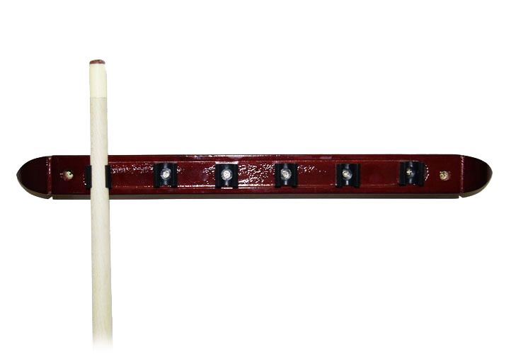 Kulečníkový držák na tága - na 6 tág tmavé dřevo 39 cm