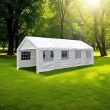 Velký zahradní stan 32m² – ocelové trubky, PE plachta, 4x8m