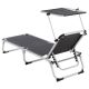 Zahradní lehátko, skládací, stínicí stříška, antracit 187 cm