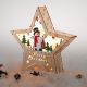 Dřevěná hvězda s motivem sněhuláka, 8 LED, teplá bílá