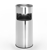 Odpadkový koš s popelníkem, 17 l, stříbrný