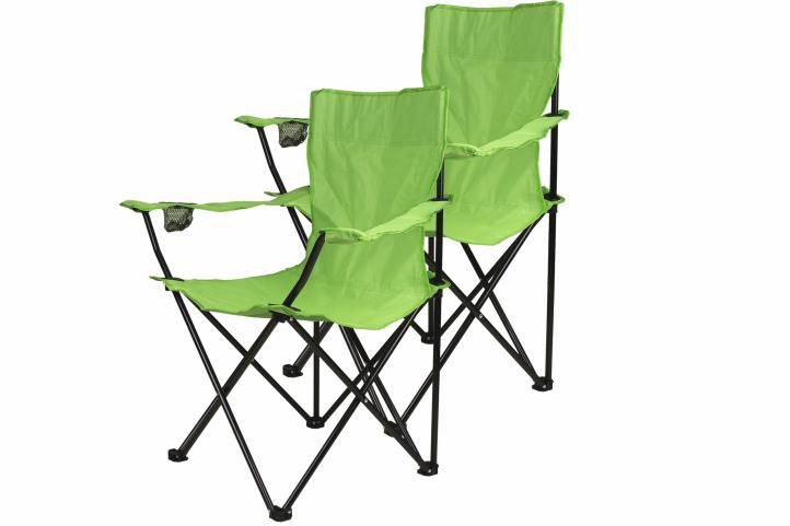 Kempingová sada skládací židle s držákem, sv. zelená
