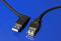 Kabel USB 2.0 A-A 30cm prodlužovací, lomený vpravo, černý