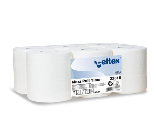 Ručníky Celtex Pull Time Maxi role, papírové, bílé, 6ks Ručníky Celtex Pull Time Maxi role, papírové, bílé, 6ks