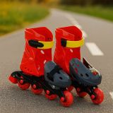 Dětské in-line brusle G21, velikost 28–33, červeno-šedé