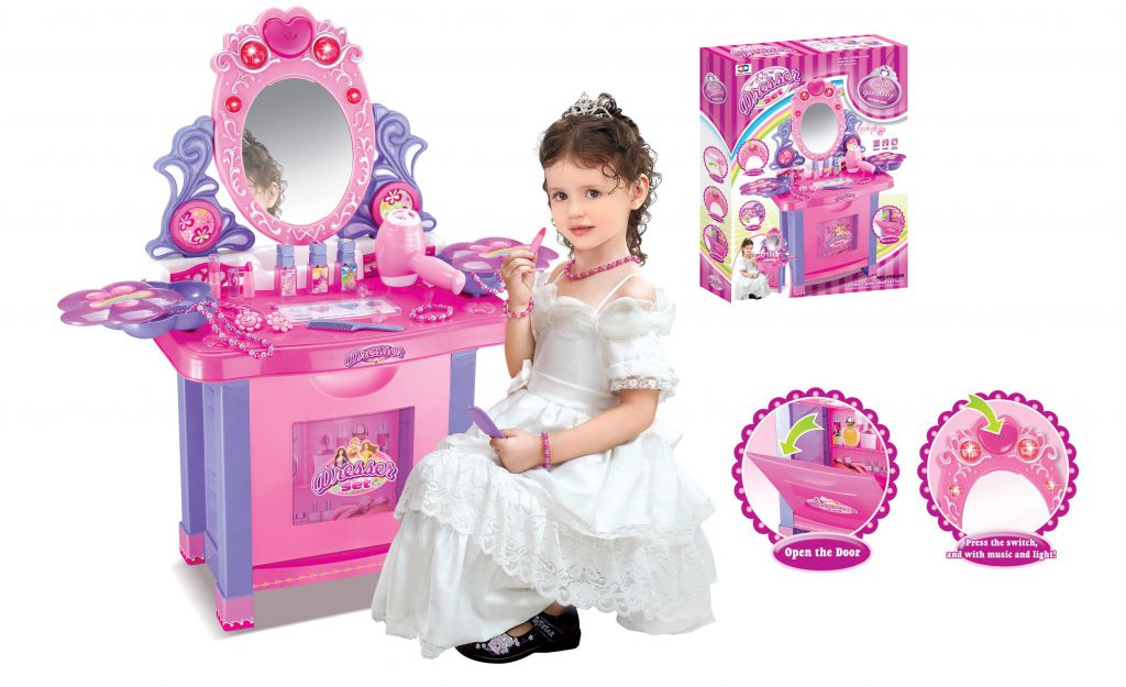 Dívčí toaletní stolek G21 - hrací set kosmetický stolek se zrcadlem