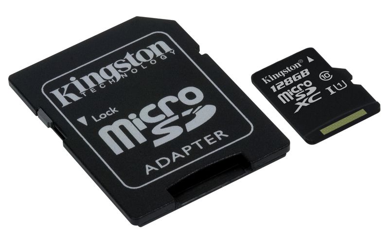 Paměťová karta Kingston microSDXC CL10 UHS-I 128GB, 80R + SD adaptér