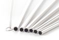 Kovová brčka rovná + kartáček na čištění, stříbrná, 6 ks