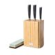 Sada nožů v bambusovém bloku s brusným kamenem, 3 ks