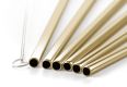 Kovová brčka, rovná + kartáček na čištění, zlatá, 6 ks