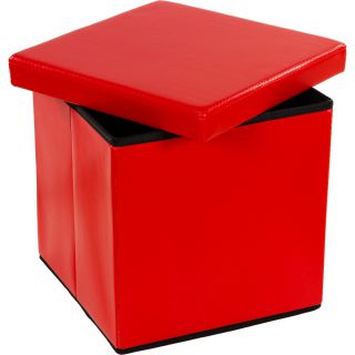 Taburet s úložným prostorem, červený