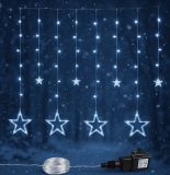 Vánoční dekorace, svítící hvězdy, 150 LED, studeně bílé