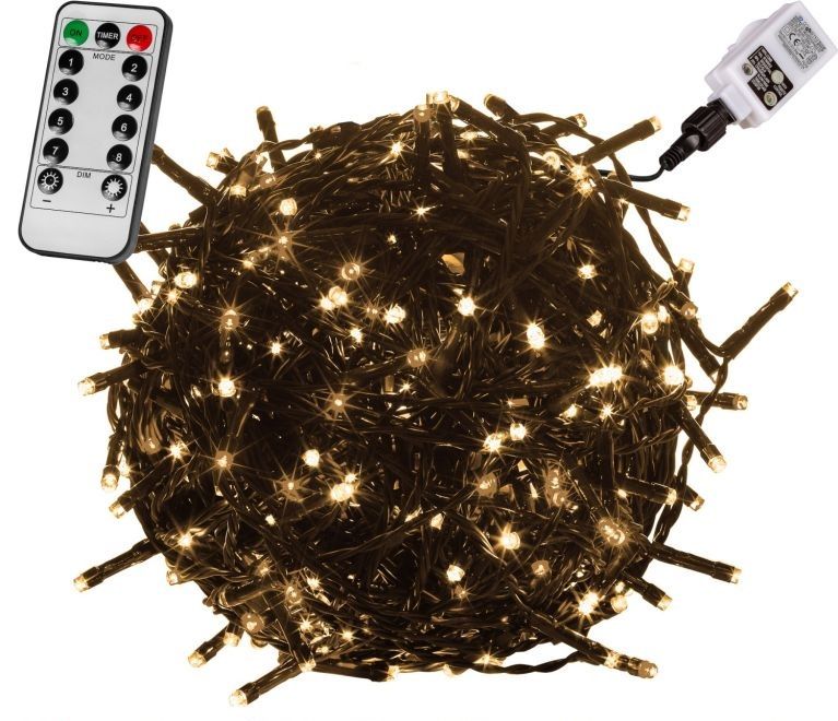 Vánoční osvětlení 40 m,400 LED,teple bílé, zel.kabel,ovladač