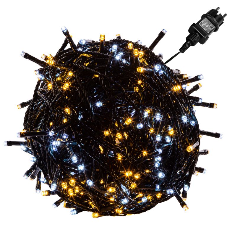 VOLTRONIC Vánoční řetěz - 20 m, 200 LED, teple/studeně bílý