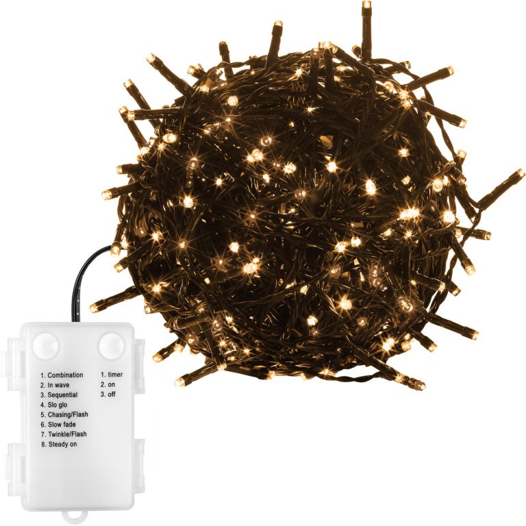 Vánoční 50 LED osvětlení - 5 m, teple bílé, na baterie